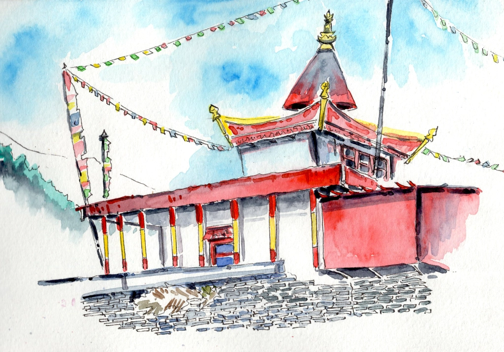 Caption – Buddhist temple at Kalpa